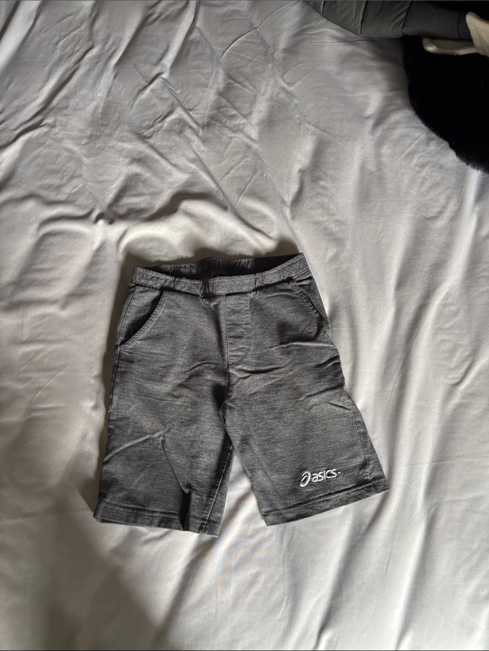 Asics Charcoal Gray Athletic Shorts with Logo